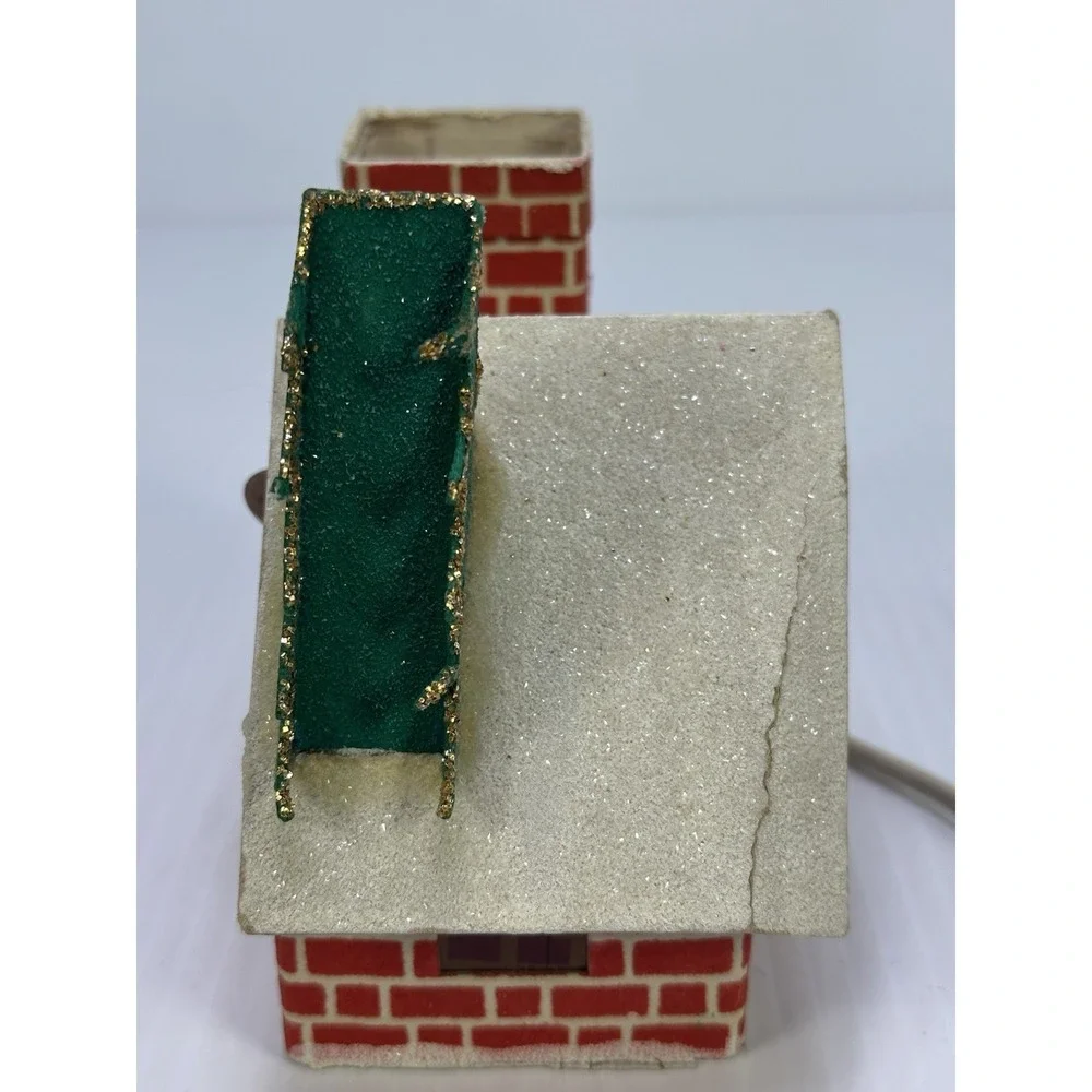 VINTAGE CHRISTMAS LIGHT UP PUTZ STYLE HOUSE JAPAN Damaged